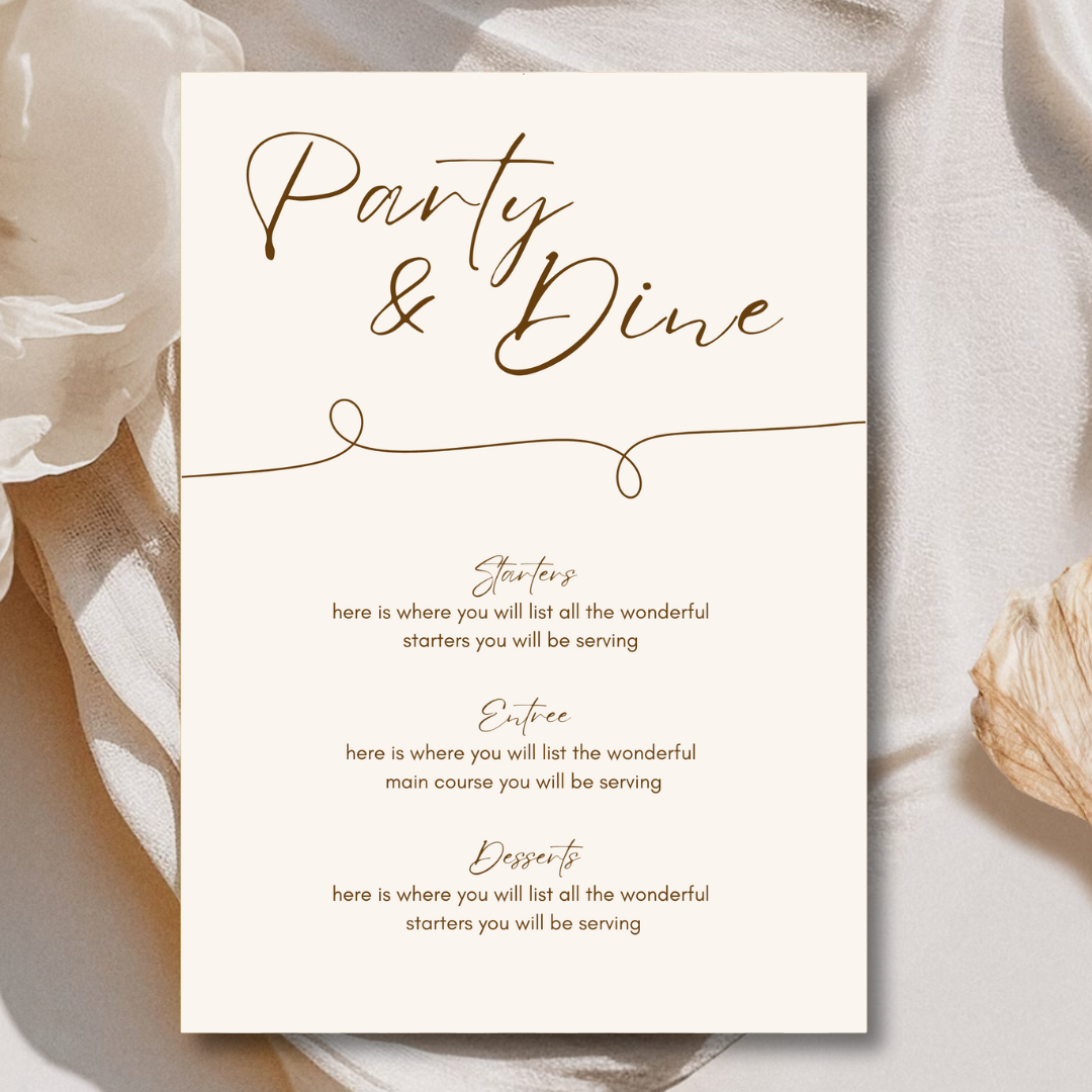 Party & Dine Menu Template - Espresso