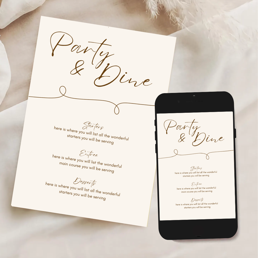 Party & Dine Menu Template - Espresso