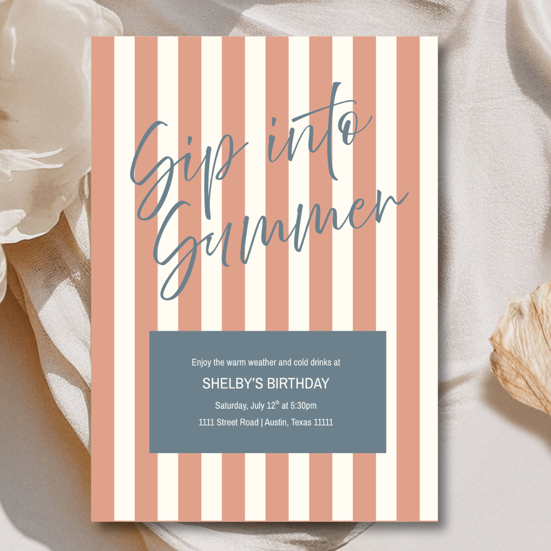Summer Stripes Invitation Template - Currant