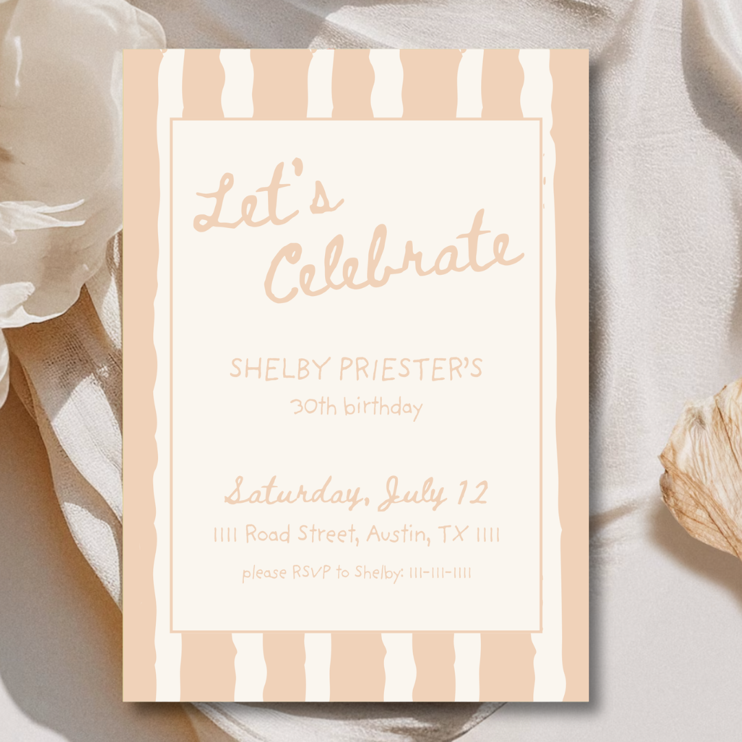 Sweet Stripe Invitation - Peach