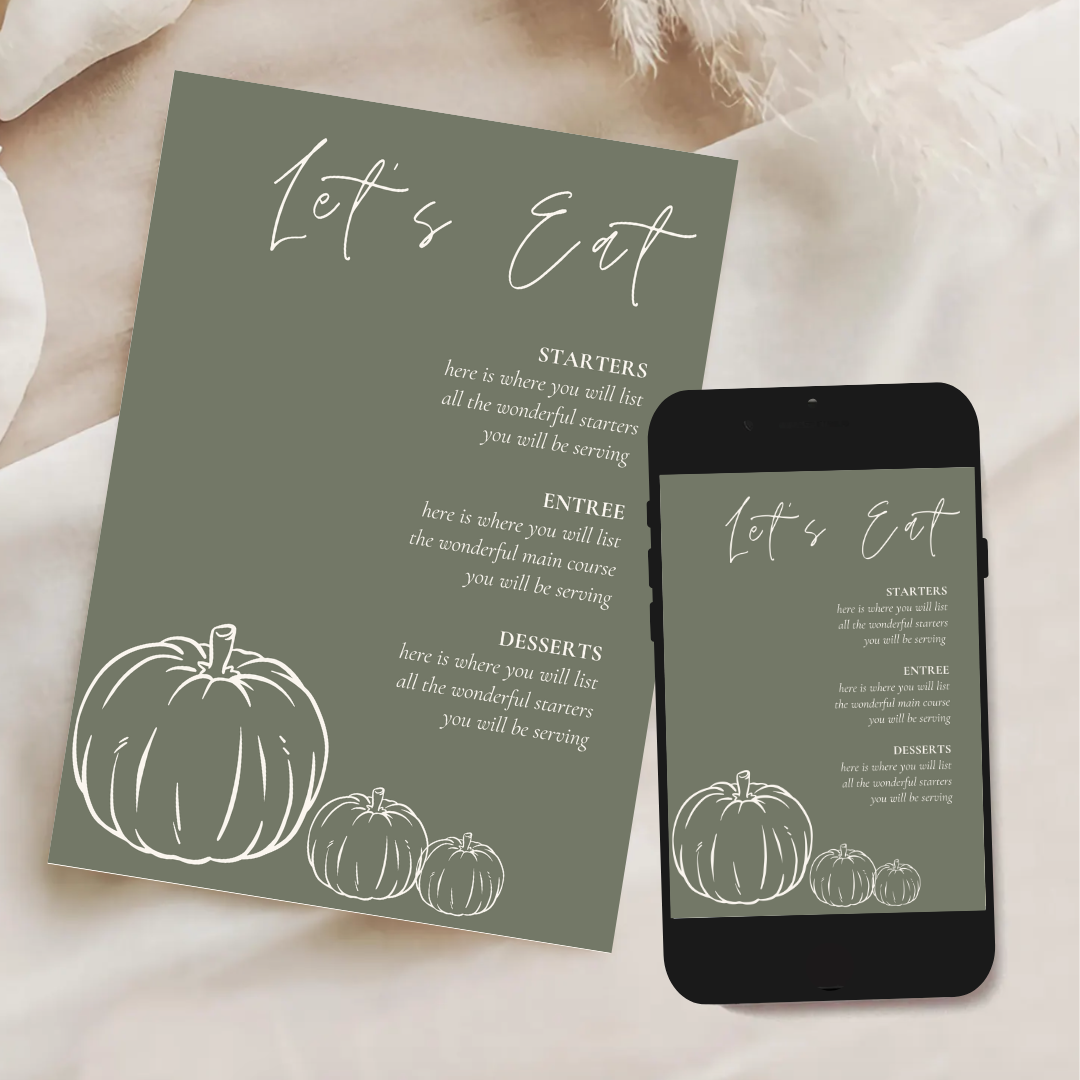 Fall Dinner Menu Template - Forrest Green