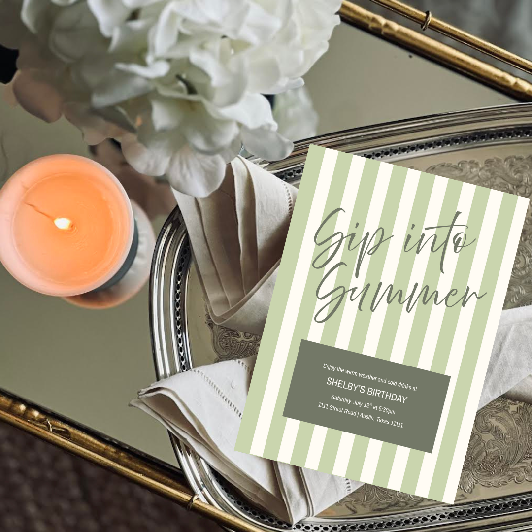 Summer Stripes Invitation Template - Forrest Green