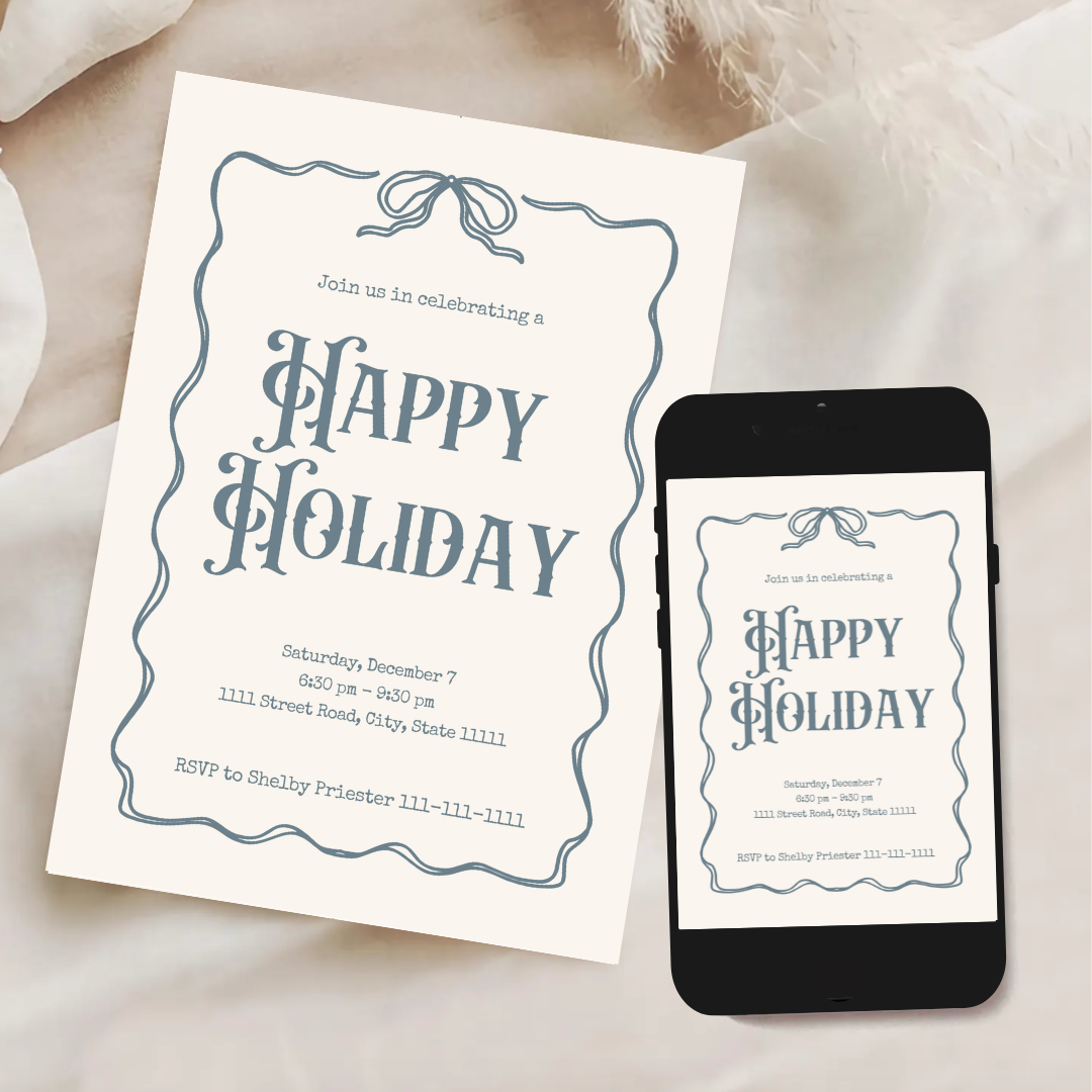 Happy Holidays Invitation Template - Baby Blue