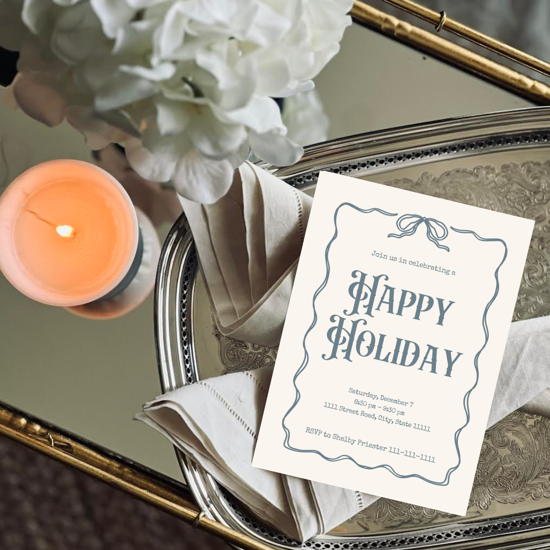 Happy Holidays Invitation Template - Baby Blue