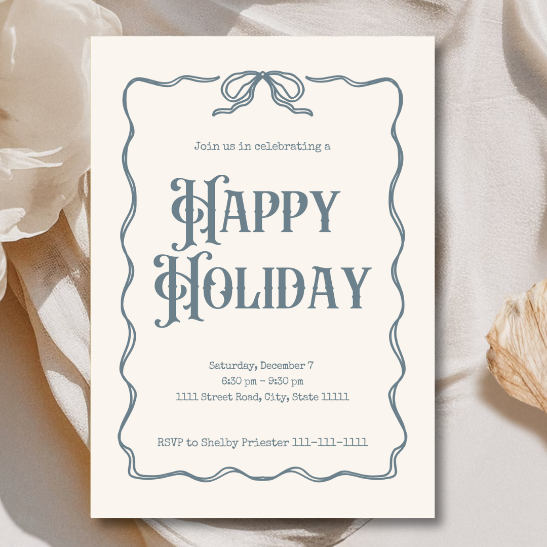 Happy Holidays Invitation Template - Baby Blue