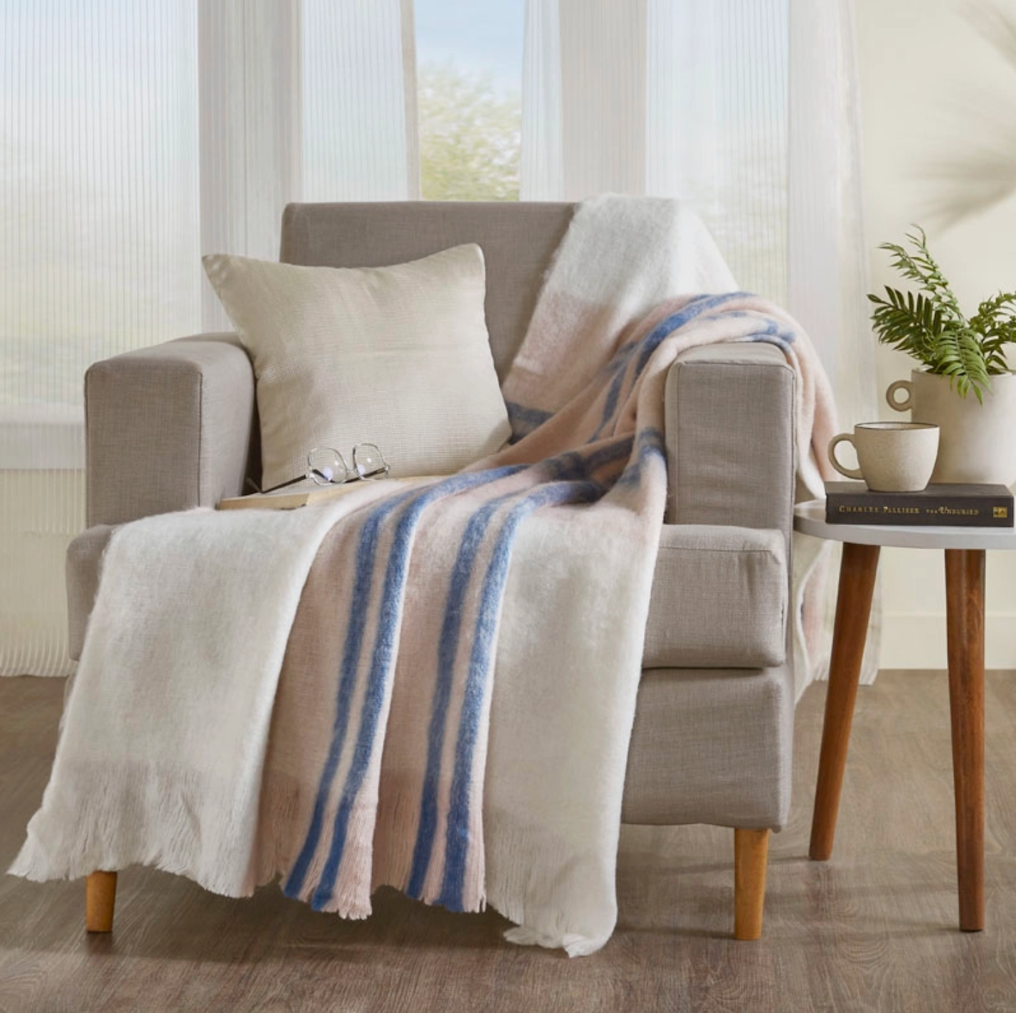 Ivy Stripe Faux Mohair Throw