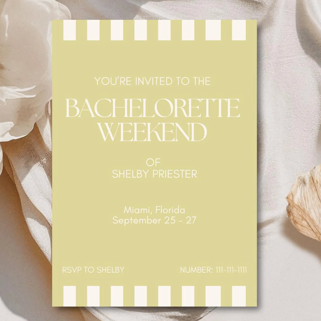 Bachelorette Weekend Invitation Template - Chartreuse