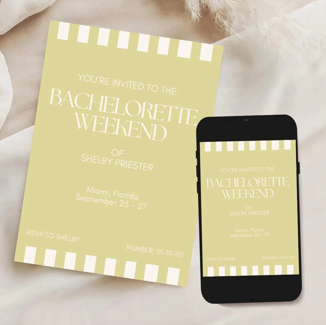 Bachelorette Weekend Invitation Template - Chartreuse